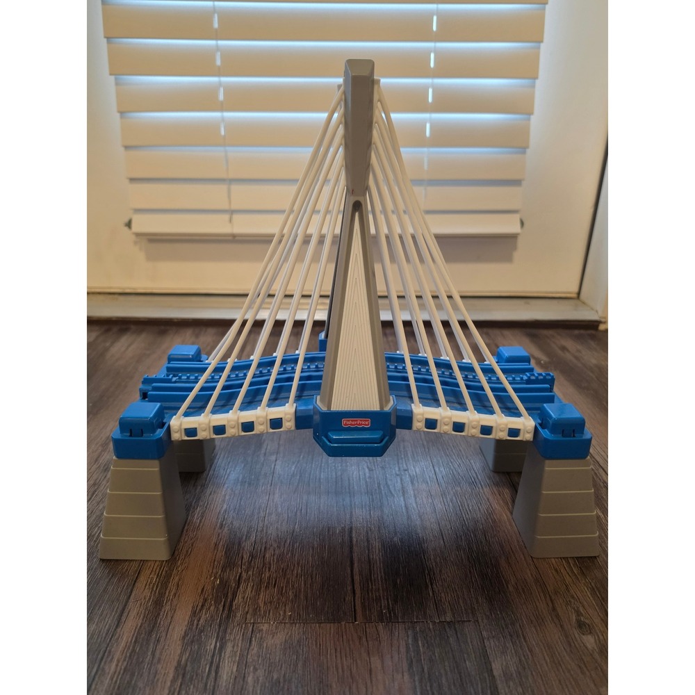 Fisher Price GeoTrax High Rise Bridge Blue Grey Suspension Track 2006